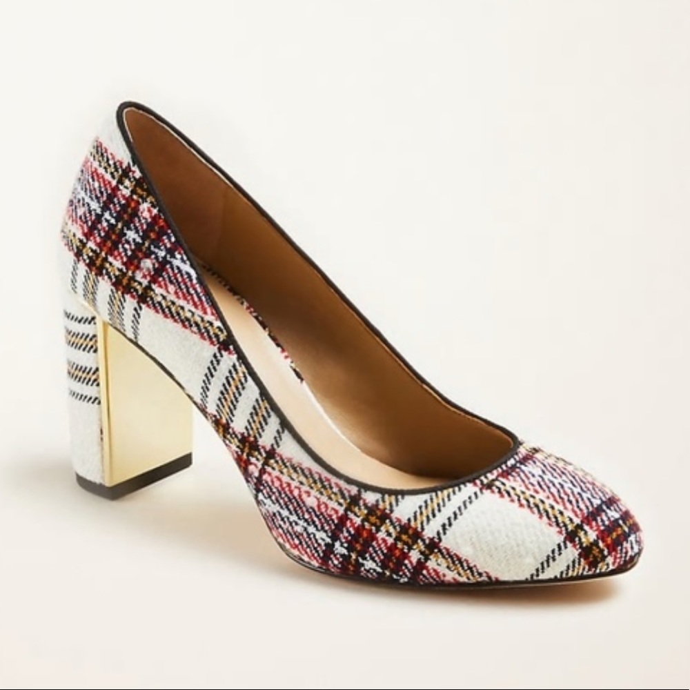 Ann Taylor Kaia Plaid Block Heels Women's Size 9